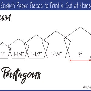 1" - 2" Imprima en casa Formas del Pentágono para English Paper Piecing / EPP / Piezas / Descargable / Descargar / Plantillas / A4 y Carta