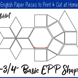 1-3/4&quot; Print at Home Basic Shapes for English Paper Piecing | EPP | Pieces | Downloadable | Download | Templates | EPP Addict | A4 & Letter