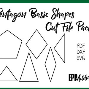 File pack di taglio della forma basato su Pentagono per piecing di carta inglese / SVG / DXF / Cricut / Silhouette / Patchwork / Quilting / EPP Addict