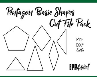 Pentagon Based Shape Cut File Pack for English Paper Piecing | SVG | DXF | Cricut | Silhouette | Patchwork | Quilting | EPP Addict