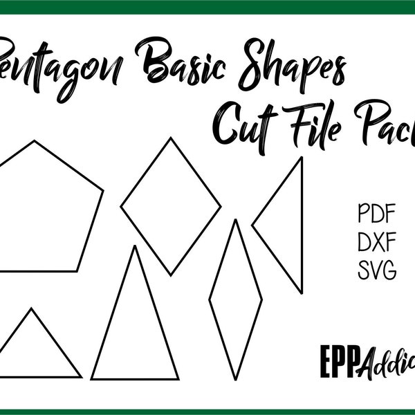 Pentagon Based Shape Cut File Pack for English Paper Piecing | SVG | DXF | Cricut | Silhouette | Patchwork | Quilting | EPP Addict