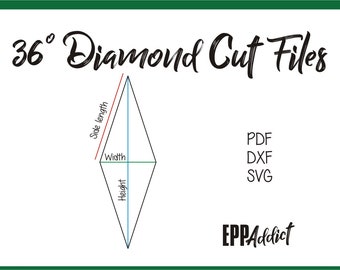 36 Degree Diamond Cut Files for English Paper Piecing | SVG | DXF | Cricut | Silhouette | Patchwork | Quilting | EPP Addict