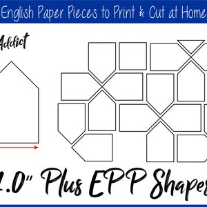 1" Print at Home Plus Shaped Pieces for English Paper Piecing | EPP | Pieces | Dowloadable | Download | Templates | Printable | A4 & Letter