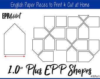 1" Print at Home Plus Shaped Pieces for English Paper Piecing | EPP | Pieces | Dowloadable | Download | Templates | Printable | A4 & Letter