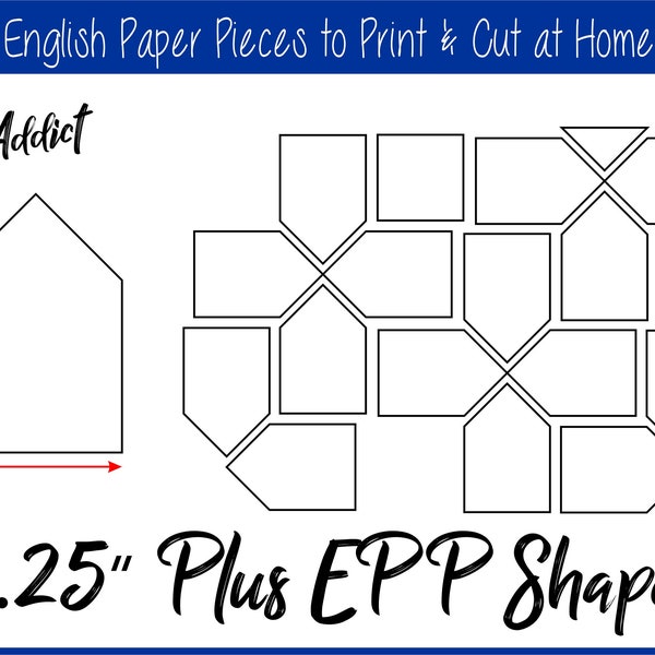 1,25" Print at Home Plus Shaped Pieces für English Paper Piecing | EPP | Pieces | Download | Vorlagen | Printable | A4 & Letter