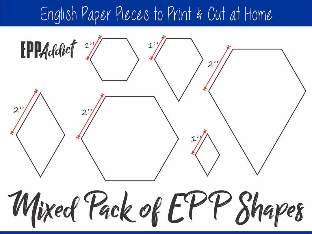 1 1/2' Hexagons- 700 Shapes English Paper Piecing Templates by All Quilty