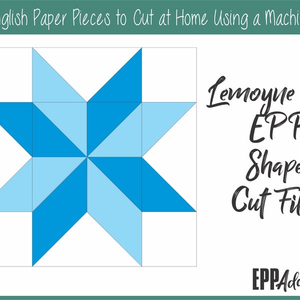 Lemoyne Star Block Cut File Pack for English Paper Piecing | SVG | DXF | PDF | Download | Downloadable