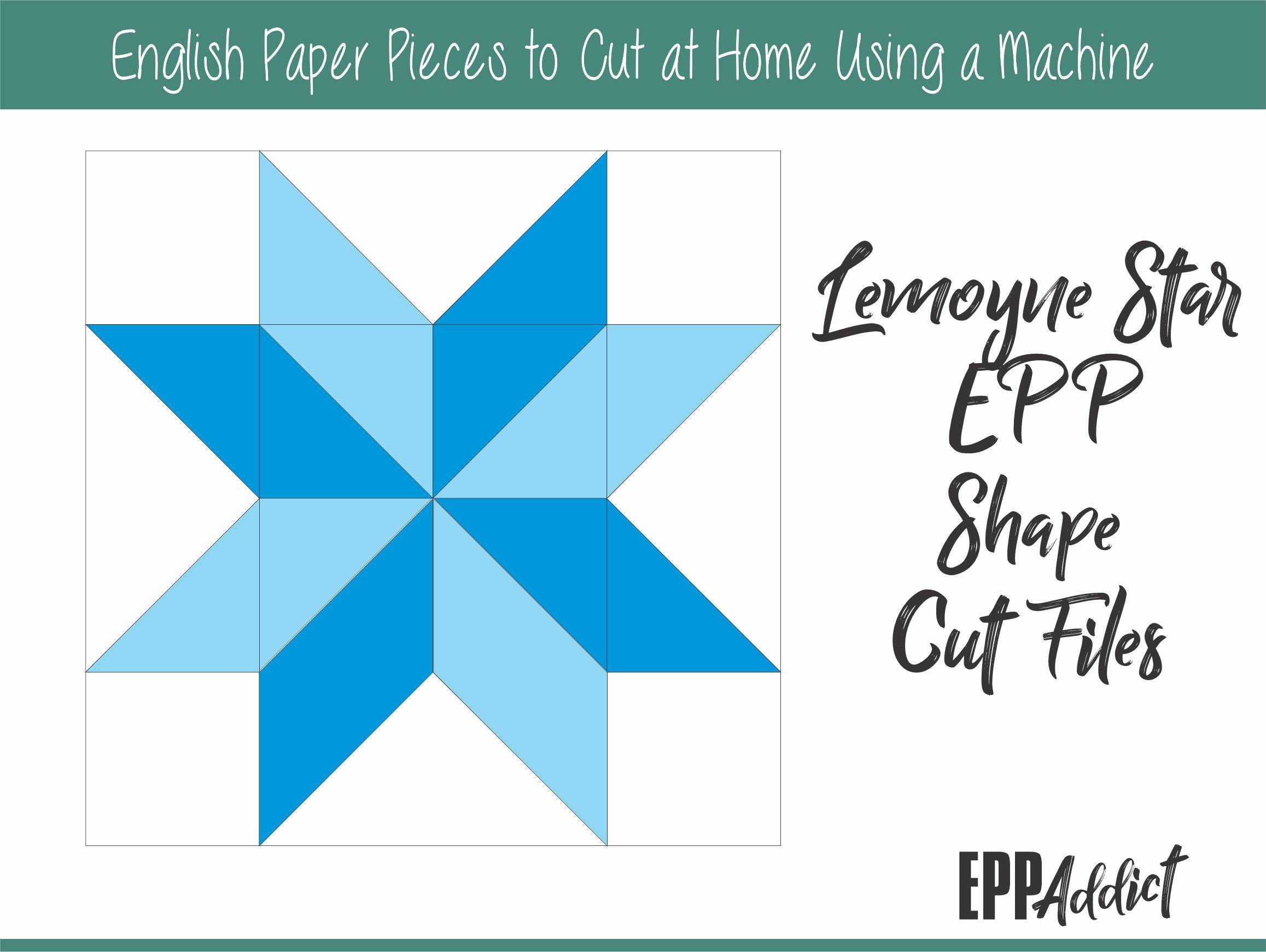 Lemoyne Star Block Cut File Pack for English Paper Piecing | SVG | DXF | PDF | Download | Downloadable
