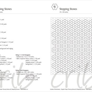 EPP Hexagon Flower Worksheet 2 Stepping Stones EPP Layout Dowloadable Download Design Sheet image 2