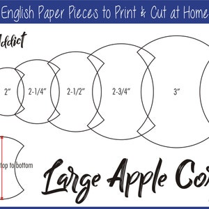 2 - 3" Print at Home Apple Core Shapes for English Paper Piecing | EPP | Pieces | Dowloadable | Download | Templates | A4 & Letter