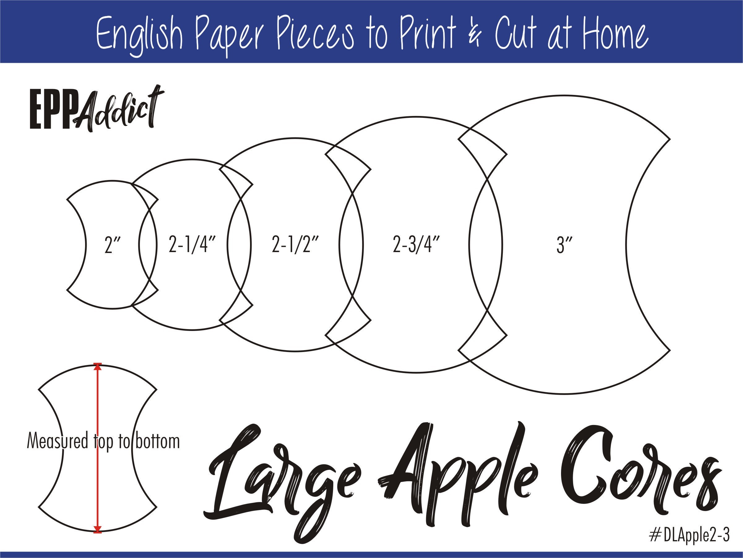 Apple Core Shape Paper Quilting Template English Paper Piecing for Patchwork Apple Core English Paper Piecing Quilting Templates Craft Sewing Accessories Patchwork Rulers DIY Tools