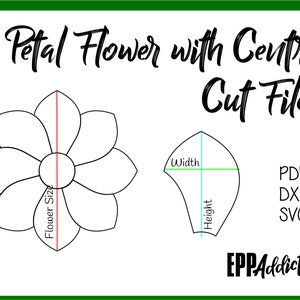 8 Petal Flower with Centre Cut Files for English Paper Piecing | SVG | DXF | Cricut | Silhouette | Patchwork | Quilting | EPP Addict