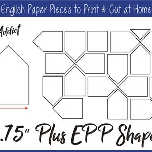 1 - 3/4" Plus Print at Home Pieces for English Paper Piecing | EPP | Pieces | Downloadable | Download | Templates | A4 + Letter