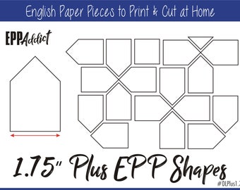 1 - 3/4" Plus Print at Home Pieces for English Paper Piecing | EPP | Pieces | Downloadable | Download | Templates | A4 + Letter