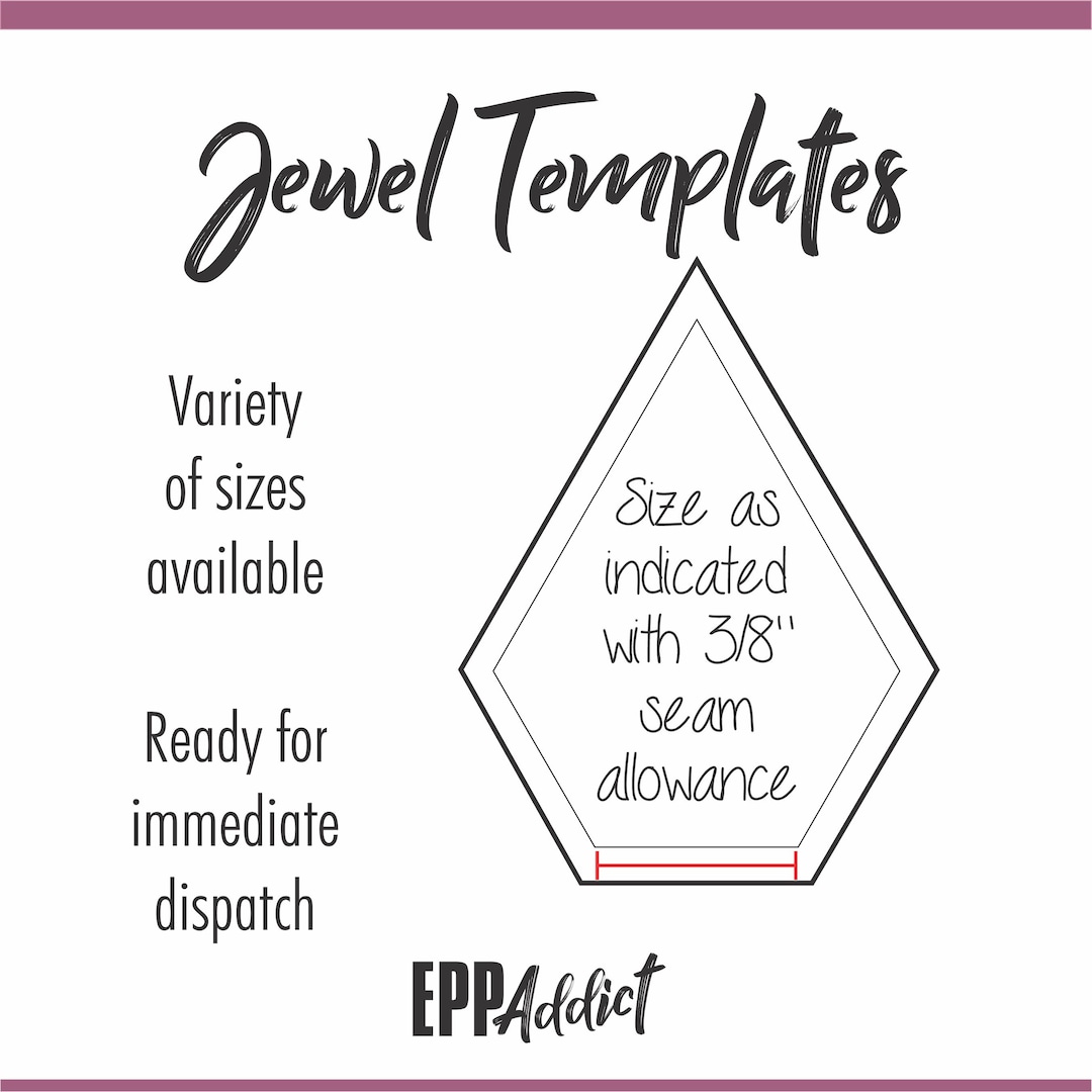 Jewel Template With 3/8 Seam Allowance L Acrylic Templates for English Jewel Template With 3/8 Seam Allowance L Acrylic Templates for English
