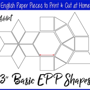 3" Printable Basic Shapes for English Paper Piecing | EPP | Pieces | Dowloadable | Download | Templates | Patchwork