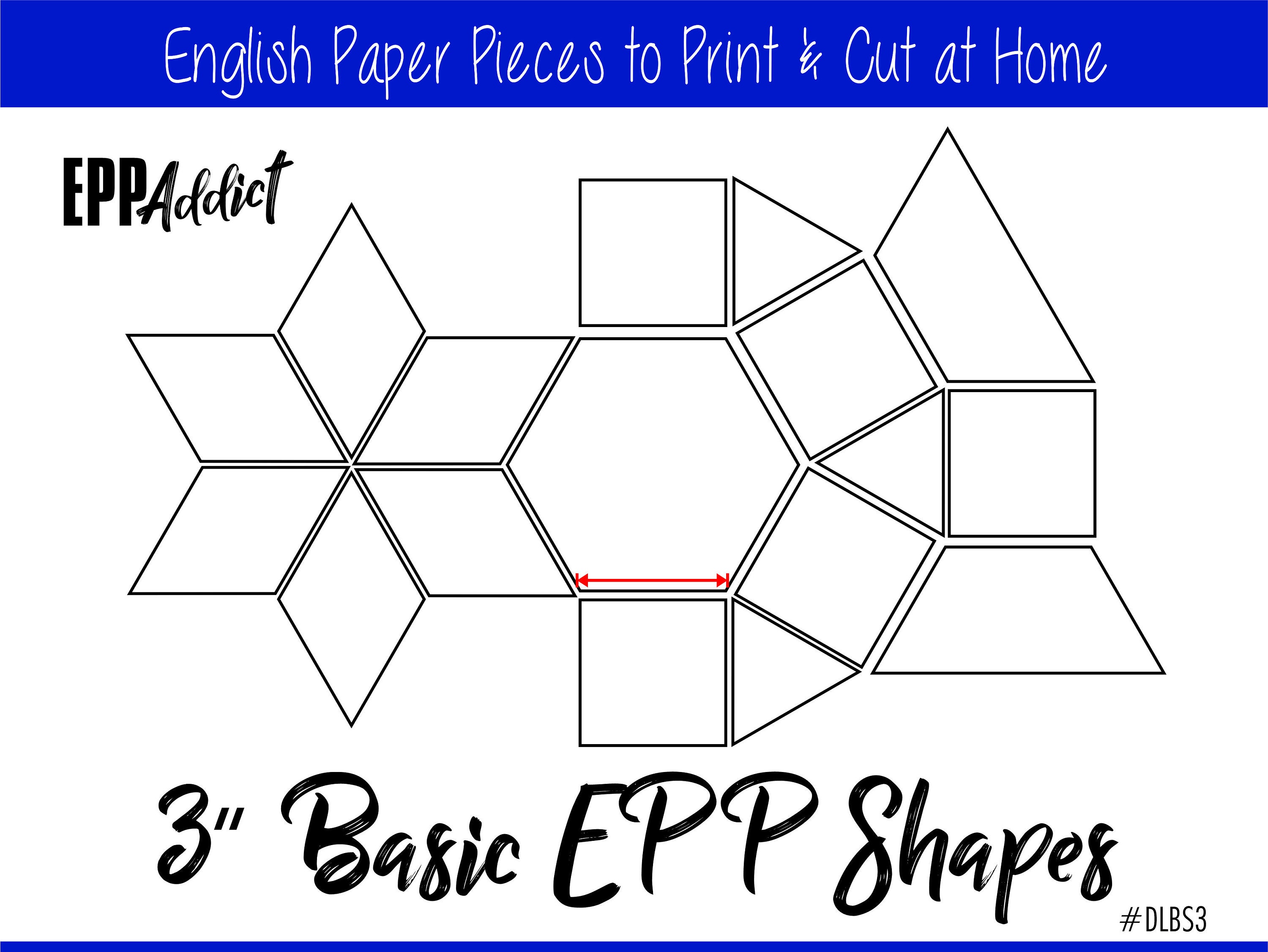 3 printable basic shapes for english paper piecing epp etsy