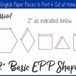 2" Grundformen zum Ausdrucken für englisches Papier | EPP | Pieces | Download | Download | Vorlagen | Patchwork