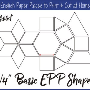 3/4" Print at Home Basic Shapes for English Paper Piecing | EPP | Pieces | Dowloadable | Download | Printable | A4 & Letter