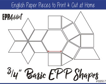 3/4" Imprimir en casa Formas básicas para English Paper Piecing / EPP / Piezas / Descargable / Descargar / Imprimible / A4 y Carta