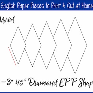 Impresión de diamantes de 45 grados en casa Hexágono alargado para piezas de papel inglés / EPP / Piezas / Descargar / Plantillas / Imprimible / A4 y Carta