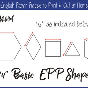 1/4&quot; Print at Home Basic Shapes Templates for English Paper Piecing | EPP | Pieces | Printable | Download | Templates | EPP Addict