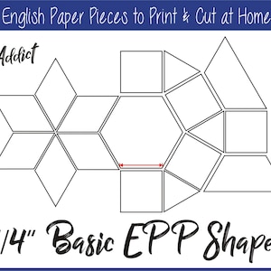 1/4&quot; Print at Home Basic Shapes Templates for English Paper Piecing | EPP | Pieces | Printable | Download | Templates | EPP Addict
