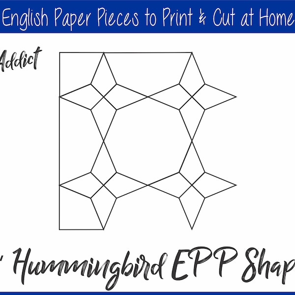 1" Hummingbird Shapes for English Paper Piecing | EPP | Pieces | Hand Cutting Sheets | Download | Templates | Patchwork | Kite & Octagon