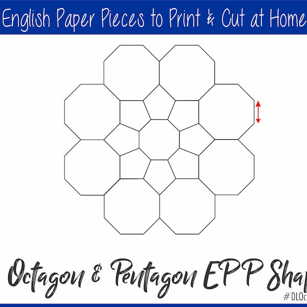 1" Octagon & Pentagone Flower Block Printable English Paper Pieces | EPP | Téléchargeable | Télécharger | Modèles | Patchwork