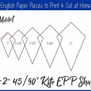 Impresión de cometas de 45/90 grados en casa Hexágono alargado para piezas de papel inglés / EPP / Piezas / Descargar / Plantillas / Imprimible / A4 y Carta
