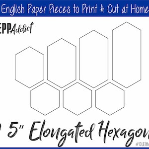 0.5&quot; Print at Home Elongated Hexagon for English Paper Piecing | EPP | Pieces | Dowloadable | Download | Templates | Printable | A4 & Letter