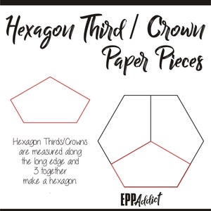 3 5 Print at Home Hexagon Third Shapes for English Paper Piecing EPP ...