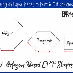 Ottagono stampabile da 1" e stampa a nido d'ape a casa forme per ritagli di carta inglese / EPP / Pezzi / Download / Modelli / Patchwork