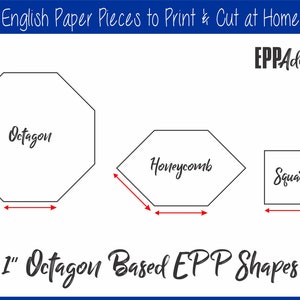 1" Printable Octagon and Honeycomb Print at Home Shapes for English Paper Piecing | EPP | Pieces | Download | Templates | Patchwork