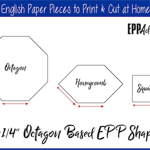 1.25" Printable Octagon and Honeycomb Print at Home Shapes for English Paper Piecing | EPP | Pieces | Download | Templates | Patchwork