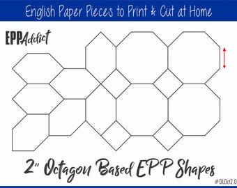 2" Printable Octagon and Honeycomb Print at Home Shapes for English Paper Piecing | EPP | Pieces | Download | Templates | Patchwork