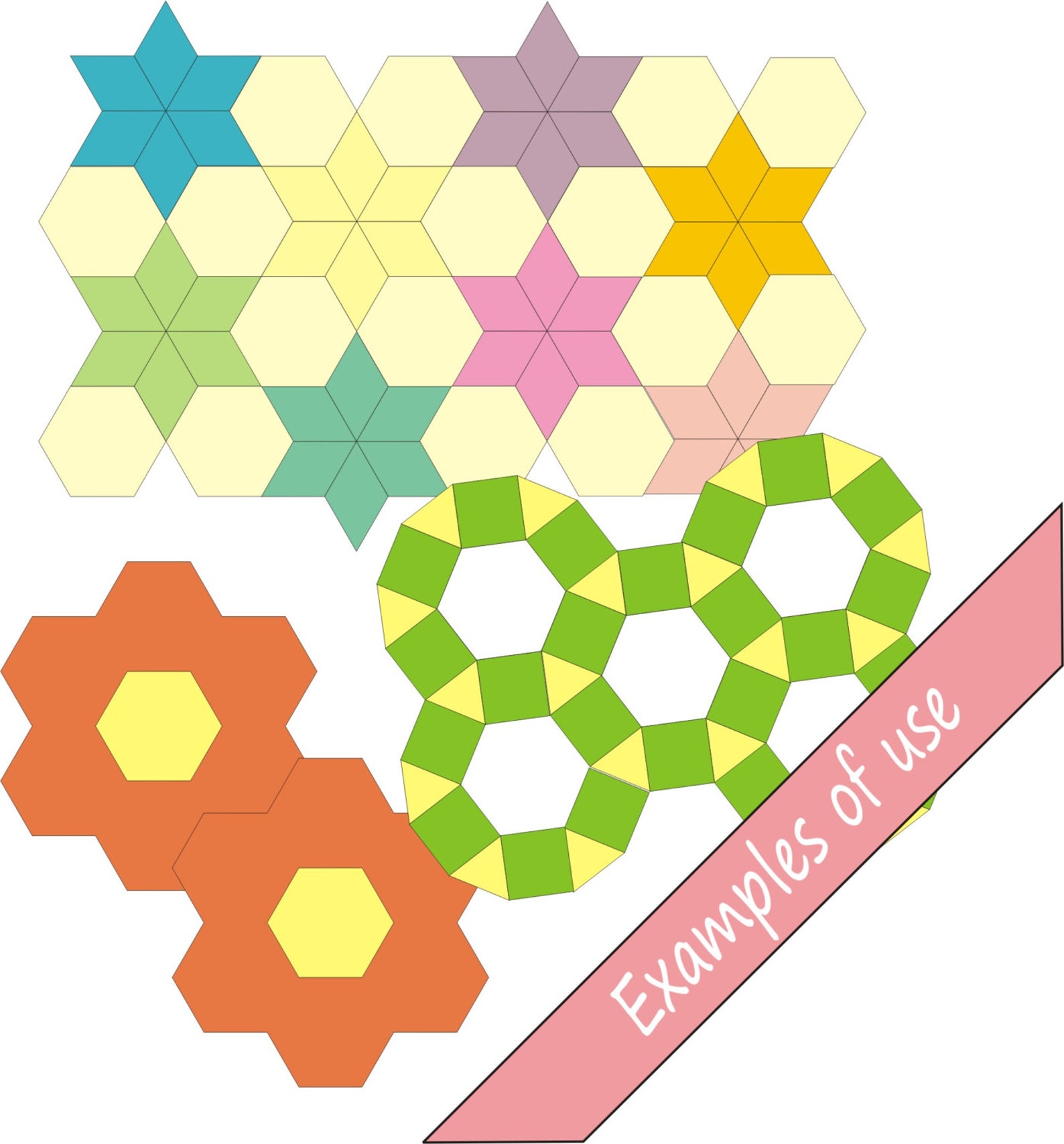 4 Printable Basic Shapes for English Paper Piecing EPP | Etsy