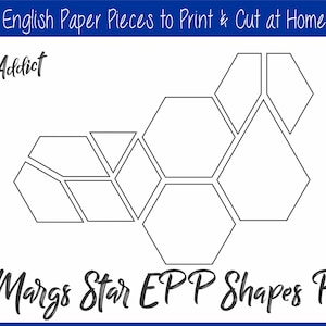 1" Print at Home Margs Star Based Shapes for English Paper Piecing | EPP | Pieces | Dowloadable | Download | Templates | A4 & Letter