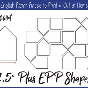 1.5" Plus Print at Home Pieces for English Paper Piecing | EPP | Pieces | Downloadable | Download | Templates | A4 + Letter