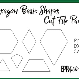 Hexagon Gebaseerd Shape Cut File Pack voor Engels papier piecing | SVG | DXF | Cricut | Silhouet | Lappendeken | Quilten | EPP-verslaafde