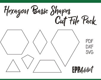 Hexagon Based Shape Cut File Pack for English Paper Piecing | SVG | DXF | Cricut | Silhouette | Patchwork | Quilting | EPP Addict