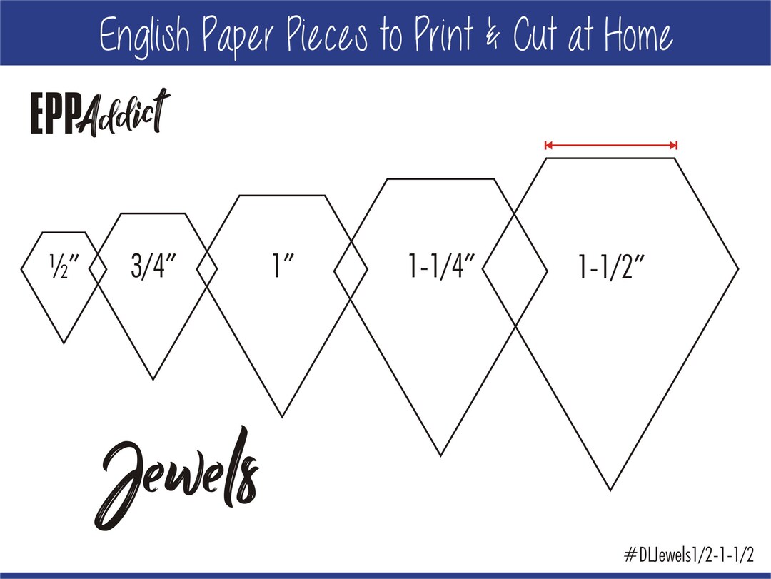 EPP English Paper Piecing Print Your Own 1 Elongated Hexies 