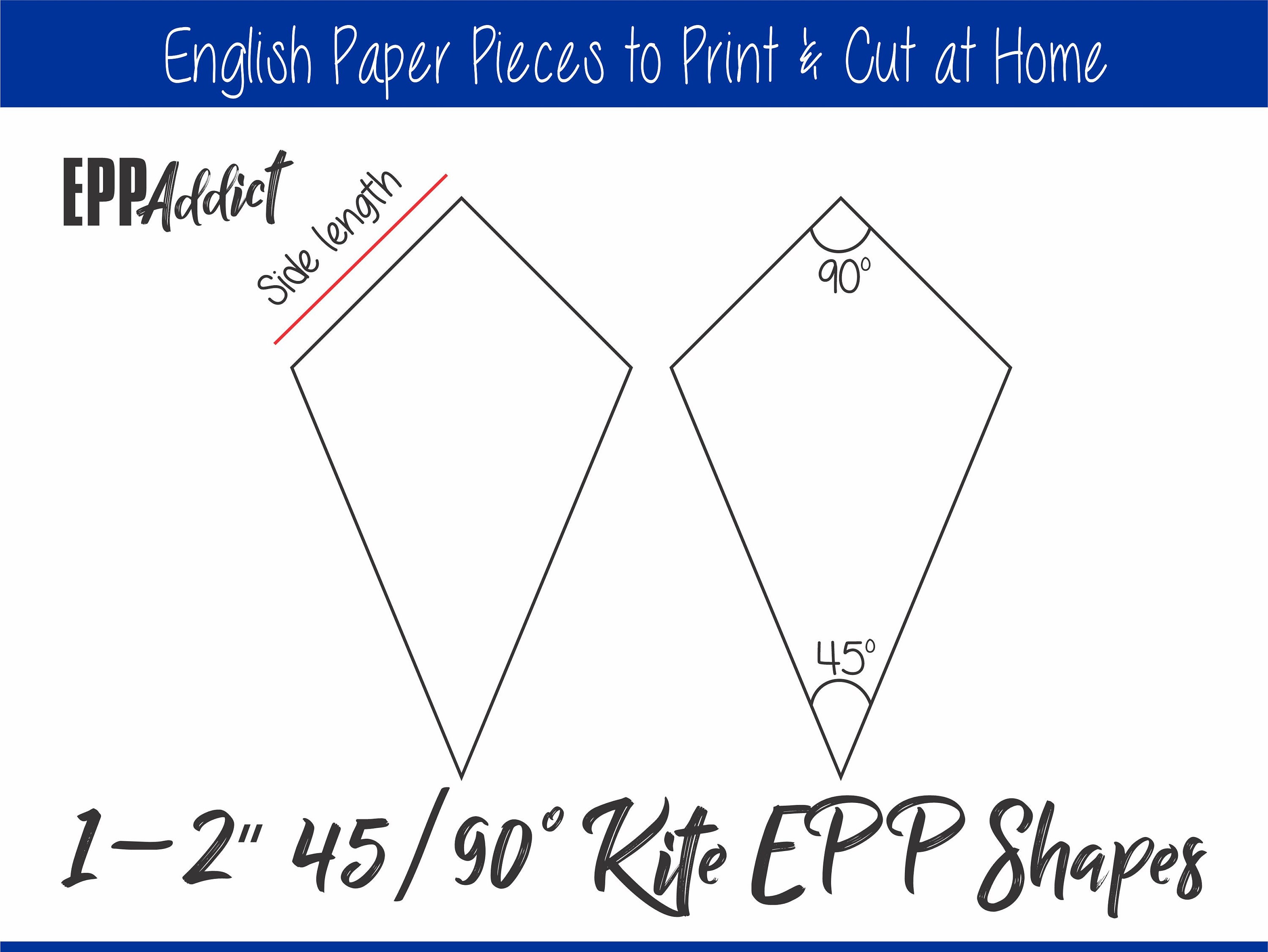 45/90 Degree Kite Print at Home Elongated Hexagon for English Etsy UK