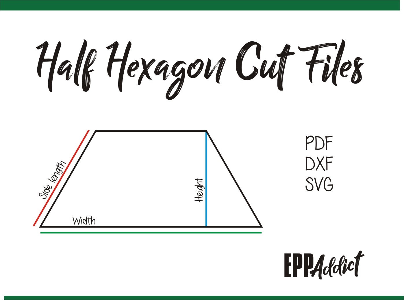 Half Hexagon Cut Files for English Paper Piecing SVG DXF | Etsy