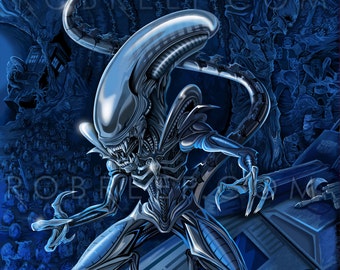 Alien Art Print, Original Sci-Fi Design (11x17)