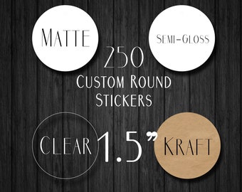250 1.5" Custom Stickers - Square Labels - Custom Clear Gloss Sticker - Custom Kraft Sticker - Logo Stickers - Clear Labels - Kraft Labels