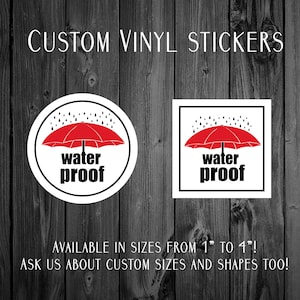 Pegatinas de vinilo personalizadas - Pegatinas impermeables personalizadas - ¡Disponibles en tamaños de 1&quot; a 4&quot;!
