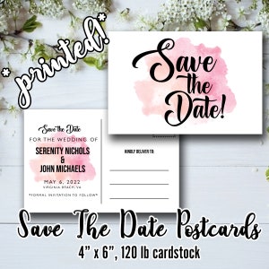 Cartões para salvar a data • Cartão postal para salvar a data em aquarela • Salvar a data para casamento