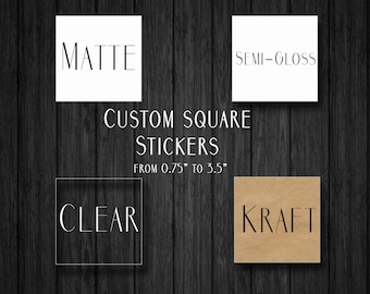 Aangepaste vierkante stickers - vierkante etiketten - aangepaste doorzichtige stickers - aangepaste stickers - aangepaste vierkante kraftlabels - van 0,75" tot 4"!