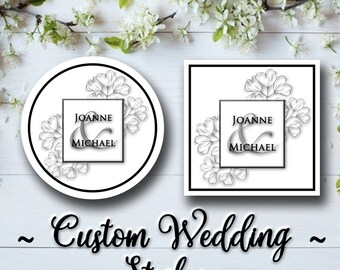 Custom Wedding Stickers • Custom Round Stickers - Custom Labels - Round Labels -  Custom Clear Stickers -  Custom Stickers